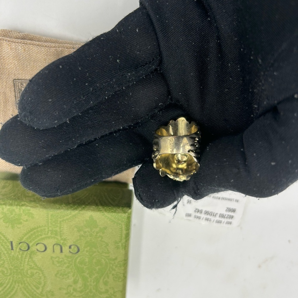 Gucci iconic lion head ring with crystal size 7.5 made in Italy - Picture 5 of 9